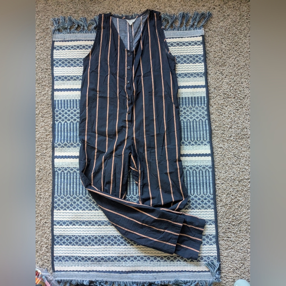 Lightweight Black And Tan Striped Jumpsuit From CONRADO